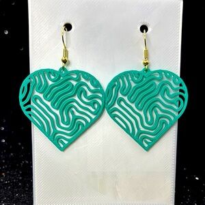The Heartline Arc Teal Earrings